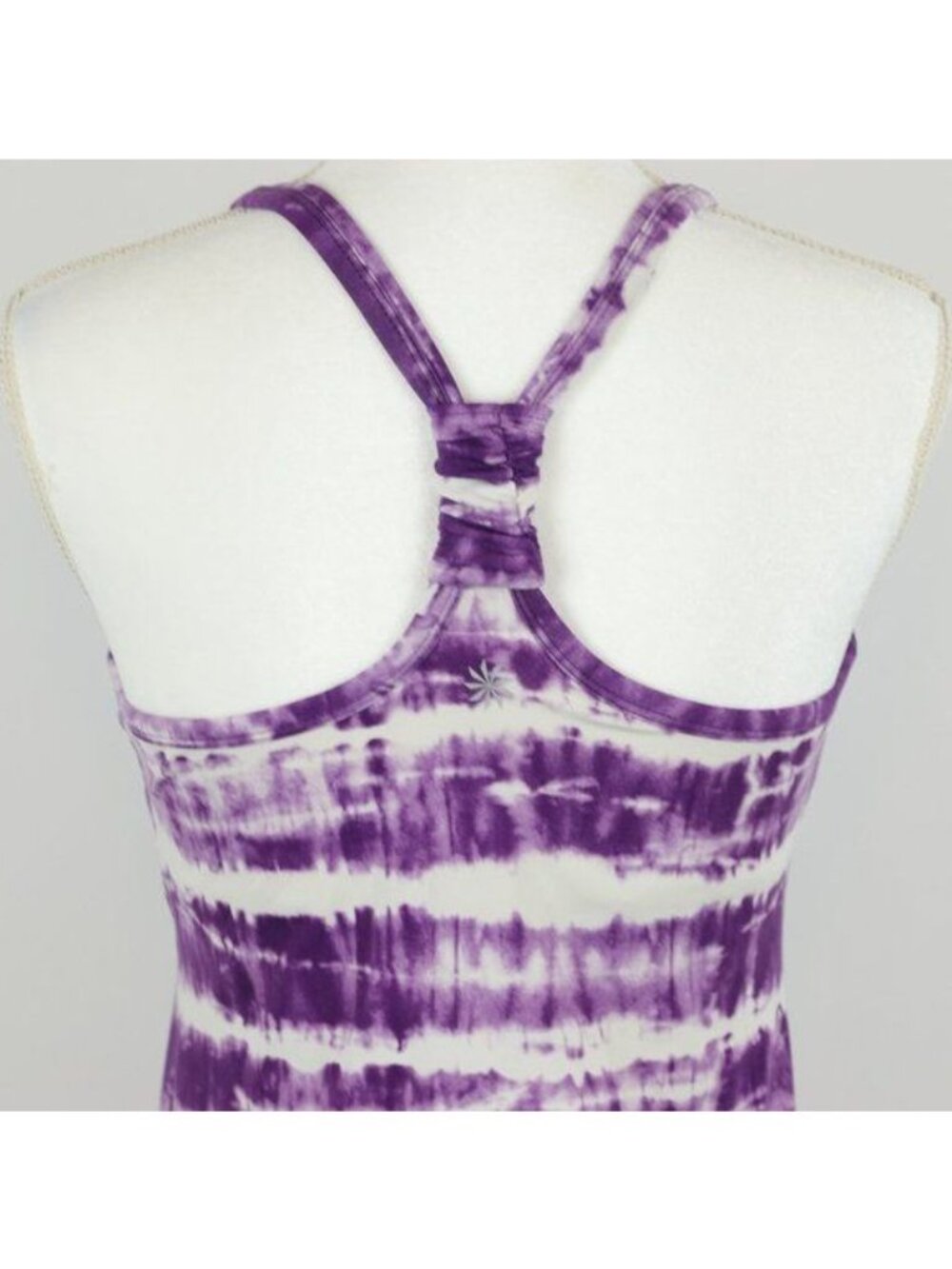 Athleta Women's Small Purple & White Tie Dye Racerback Athletic Support Tank Top - Picture 4 of 9